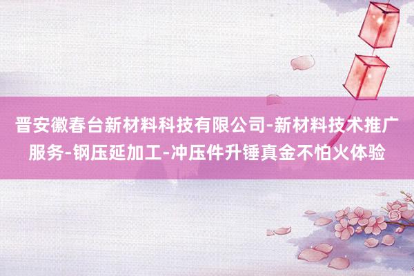 晋安徽春台新材料科技有限公司-新材料技术推广服务-钢压延加工-冲压件升锤真金不怕火体验