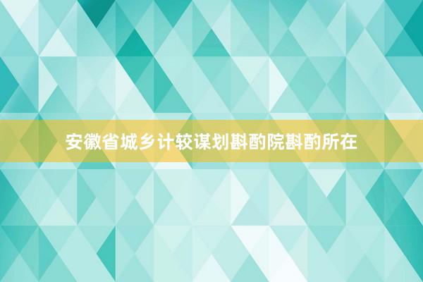 安徽省城乡计较谋划斟酌院斟酌所在